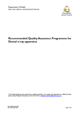 Thumbnail image of the Recommended Quality Assurance Programme for Dental X-ray Apparatus document