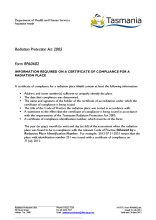 Thumbnail image of RPA0602 Information Required on Certificate of Compliance form